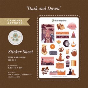 sticker sheet design - dusk and dawn digital mockup