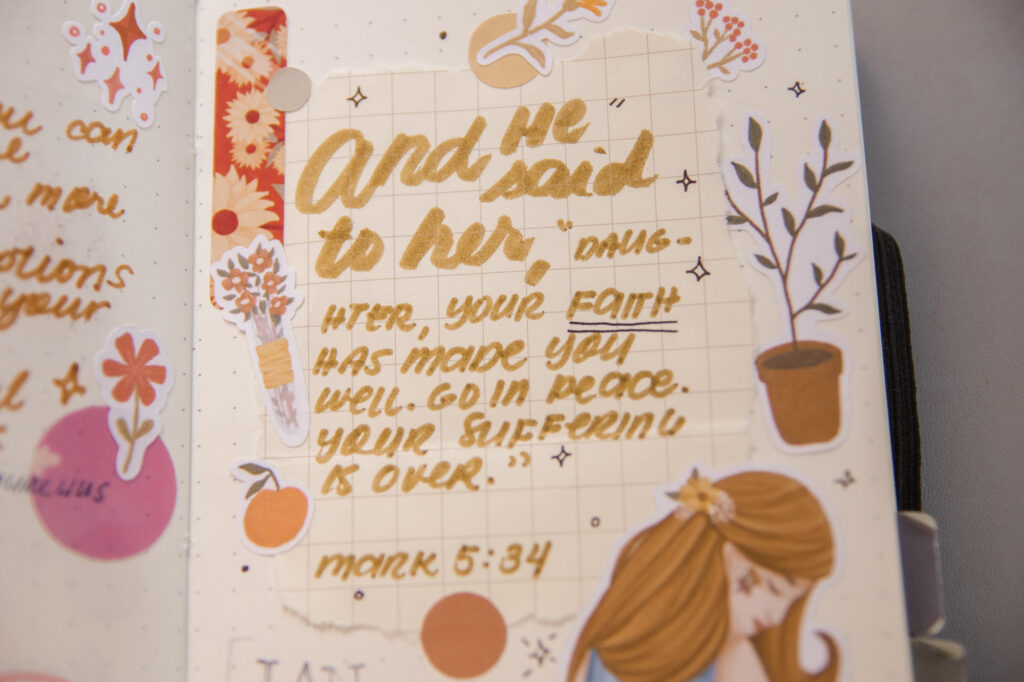 your faith has made you well mark5:34 journal spread