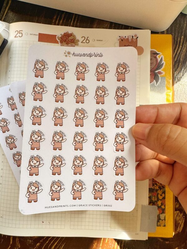 Ready! - character sticker (Grace) - planner, journal, stationery - Image 2