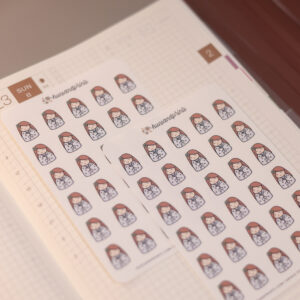 GR014_ListingPhoto_Relax_3 character planner sticker for planners, journals and notebooks