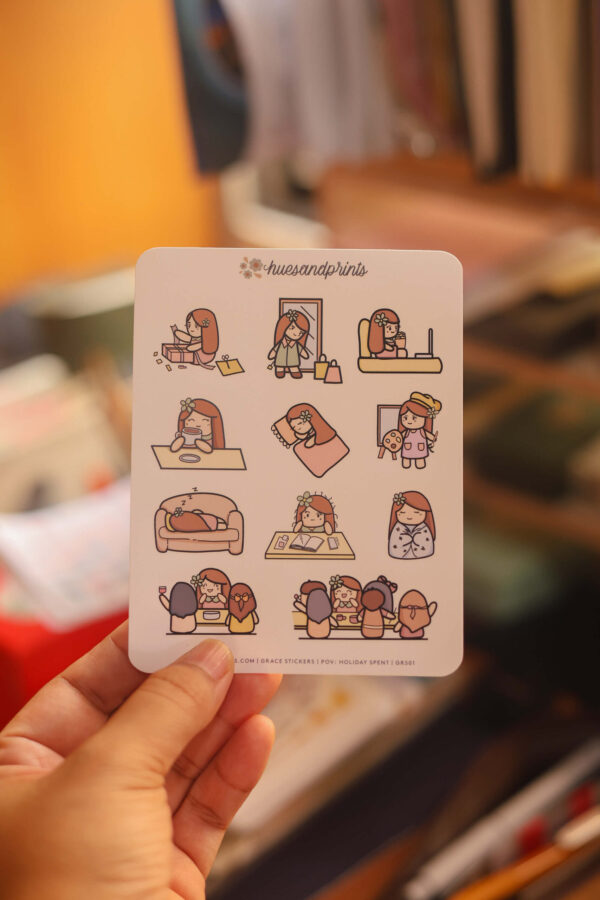 Character Planner Stickers - Grace - POV: Holiday Spent, planner, journal, notebooks stickers