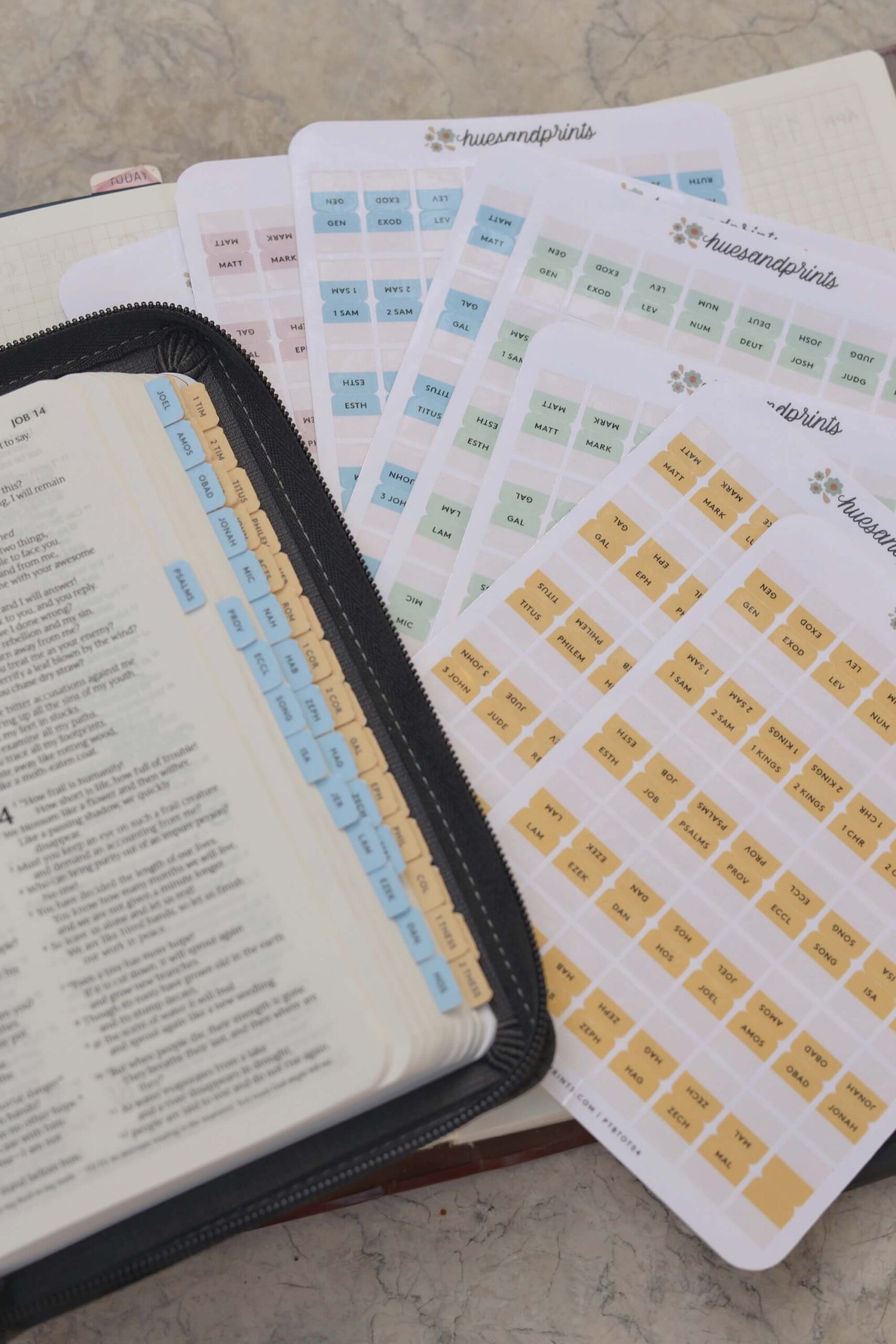 Bible Tabs, old and new testament, for pocket bibles, mini