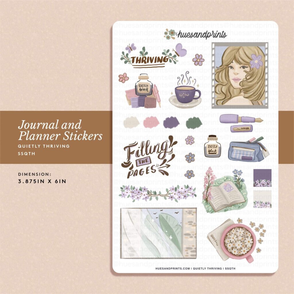 Quietly Thriving - deco stickers for planners and journals, kiss-cut ...