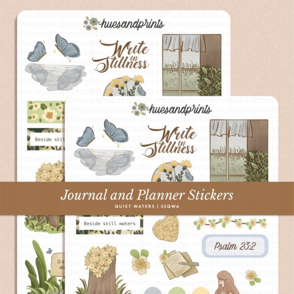 Planner, journal stickers, productivity, creative journal stickers, quiet waters design