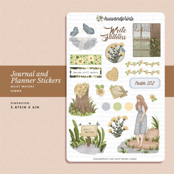 Planner, journal stickers, productivity, creative journal stickers, quiet waters design