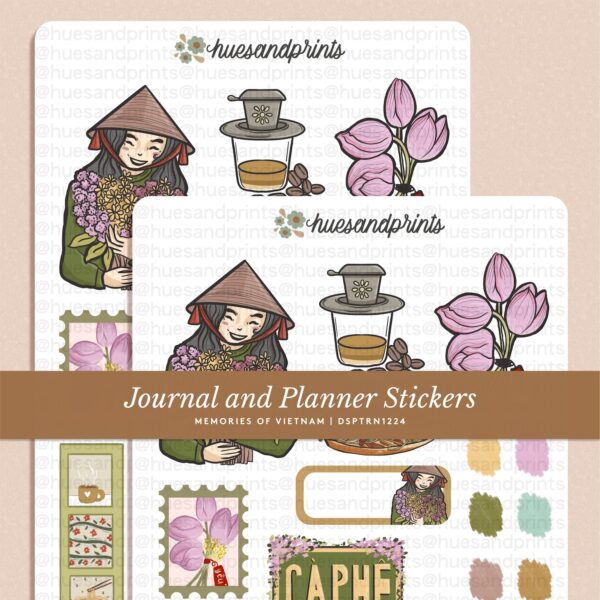 memories of vietnam illustrated sticker design
