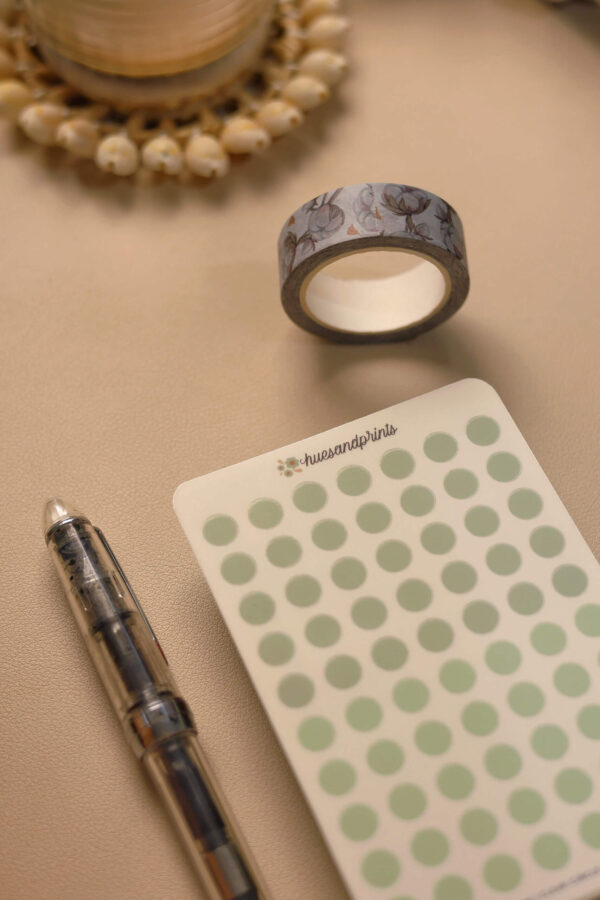 Dot stickers, clear, functional, planners and journals, green