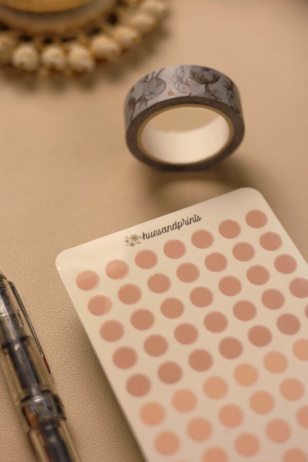 Dot stickers, clear, functional, planners and journals, brown