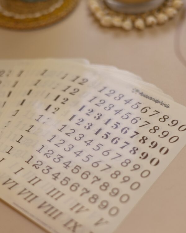 clear number stickers for planners and journals
