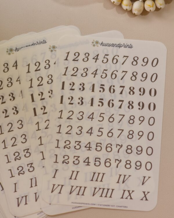 clear number stickers for planners and journals