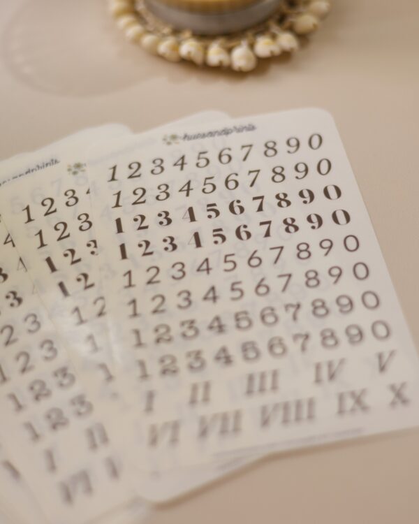 clear number stickers for planners and journals
