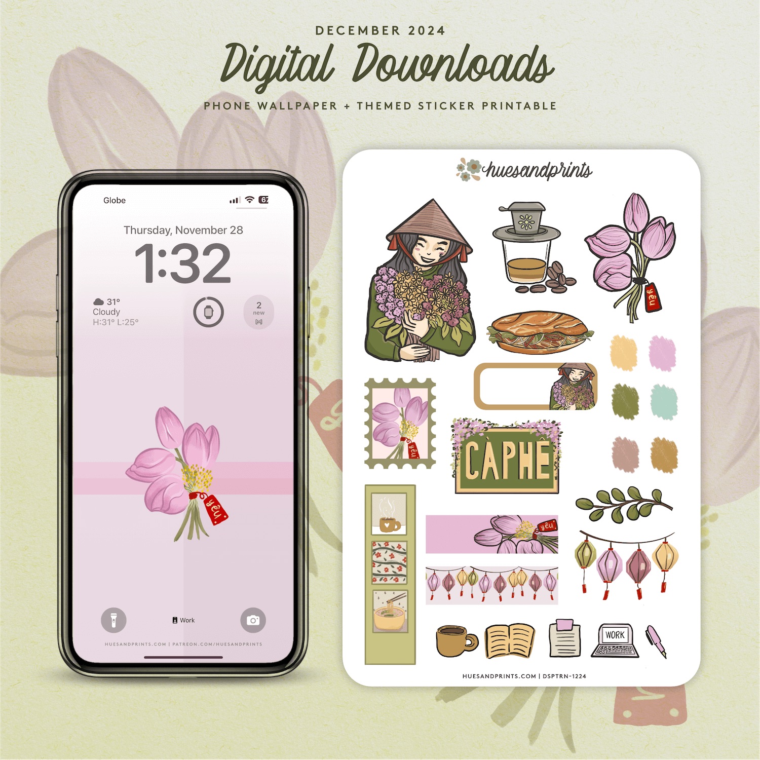 sticker printable, vietnam, patreon