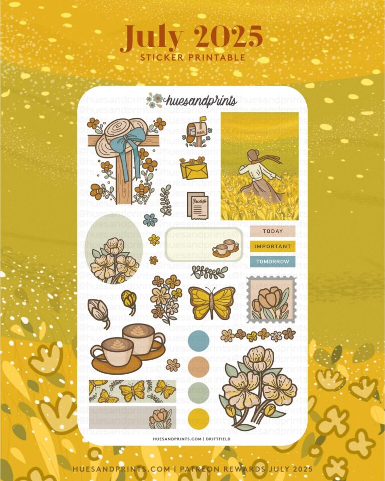 sticker printable, hues and prints planner stickers