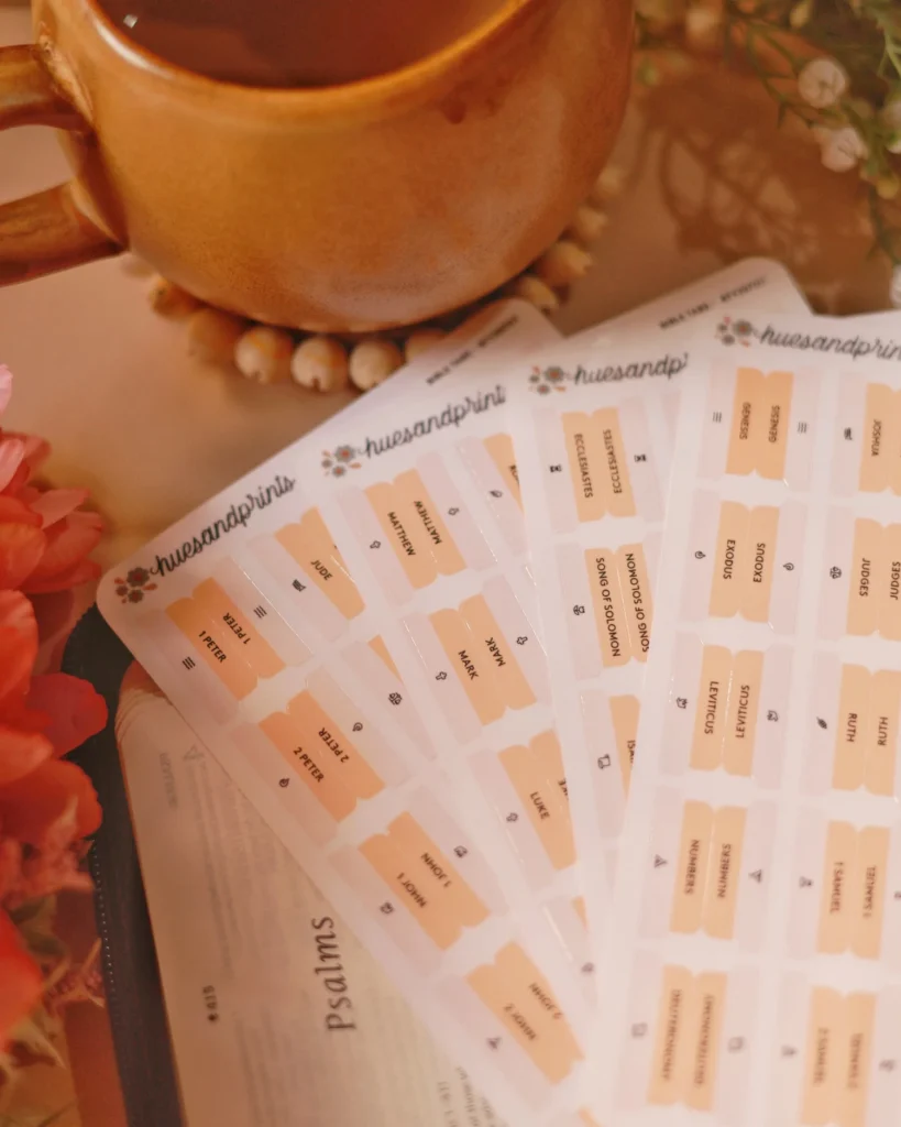 Bible Tabs - full book names - laminated - cream