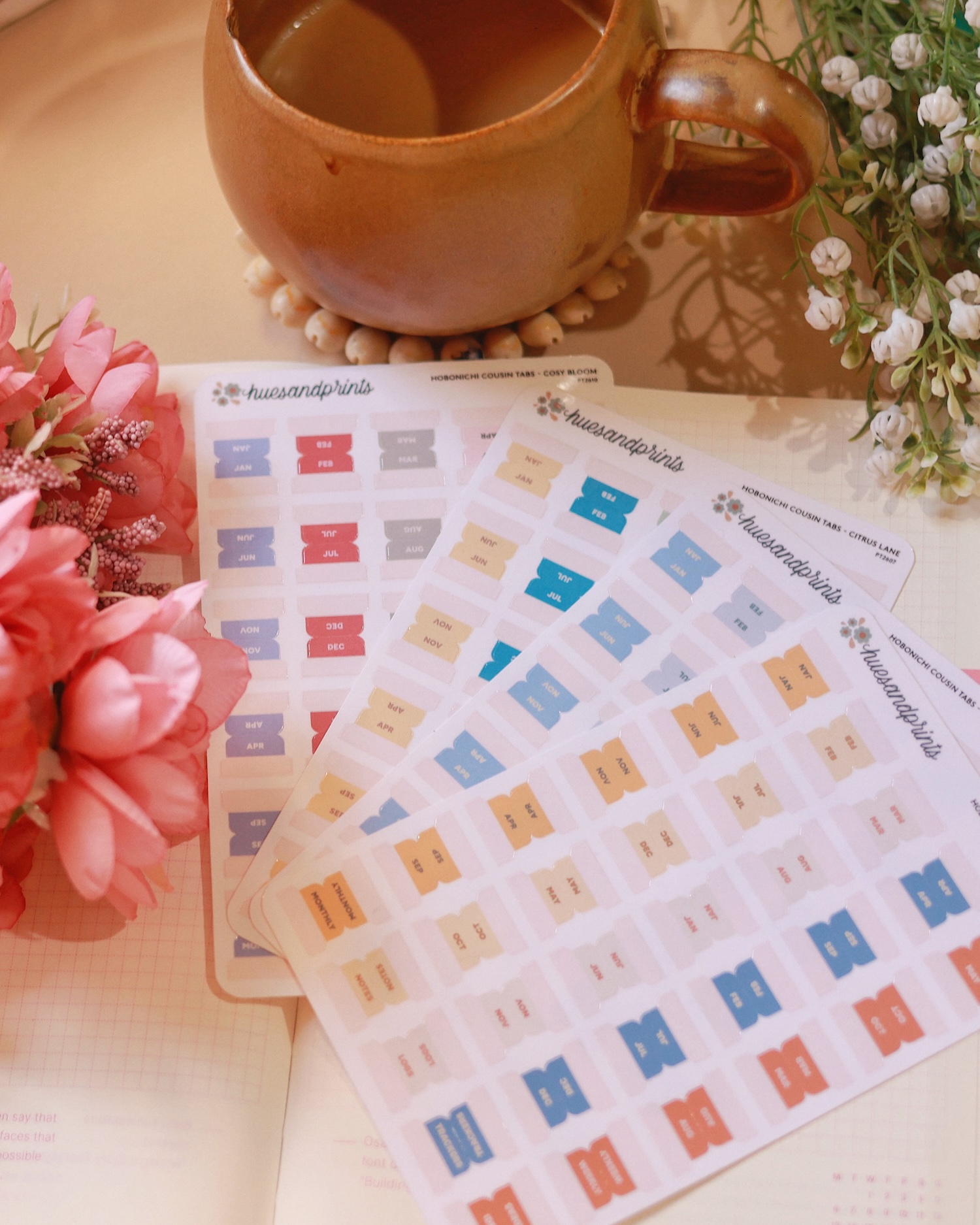 hobonichi cousin planner tabs, monthly planner tabs