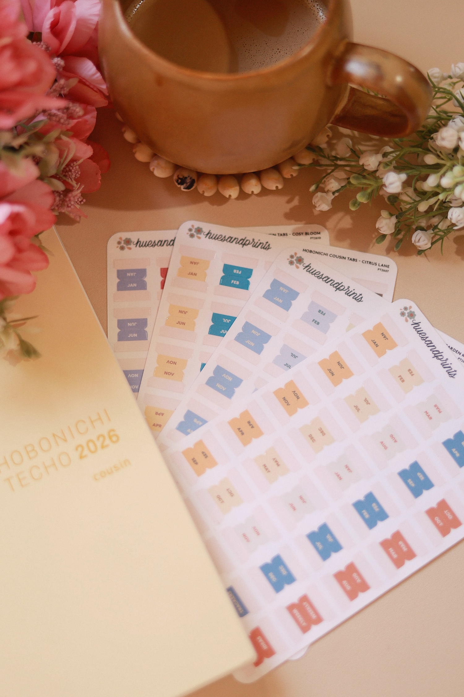hobonichi cousin planner tabs, monthly planner tabs