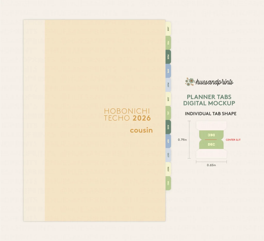 Tabs for Hobonichi Cousin digital mockup