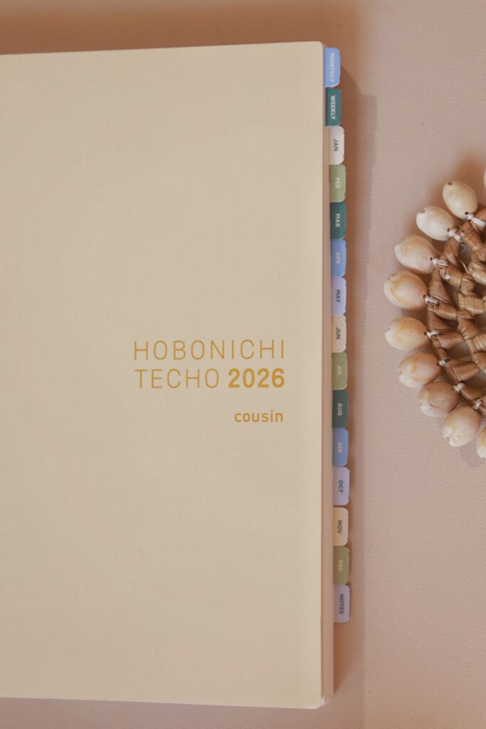 hobonichi cousin 2026 with garden mist planner tabs - actual photo
