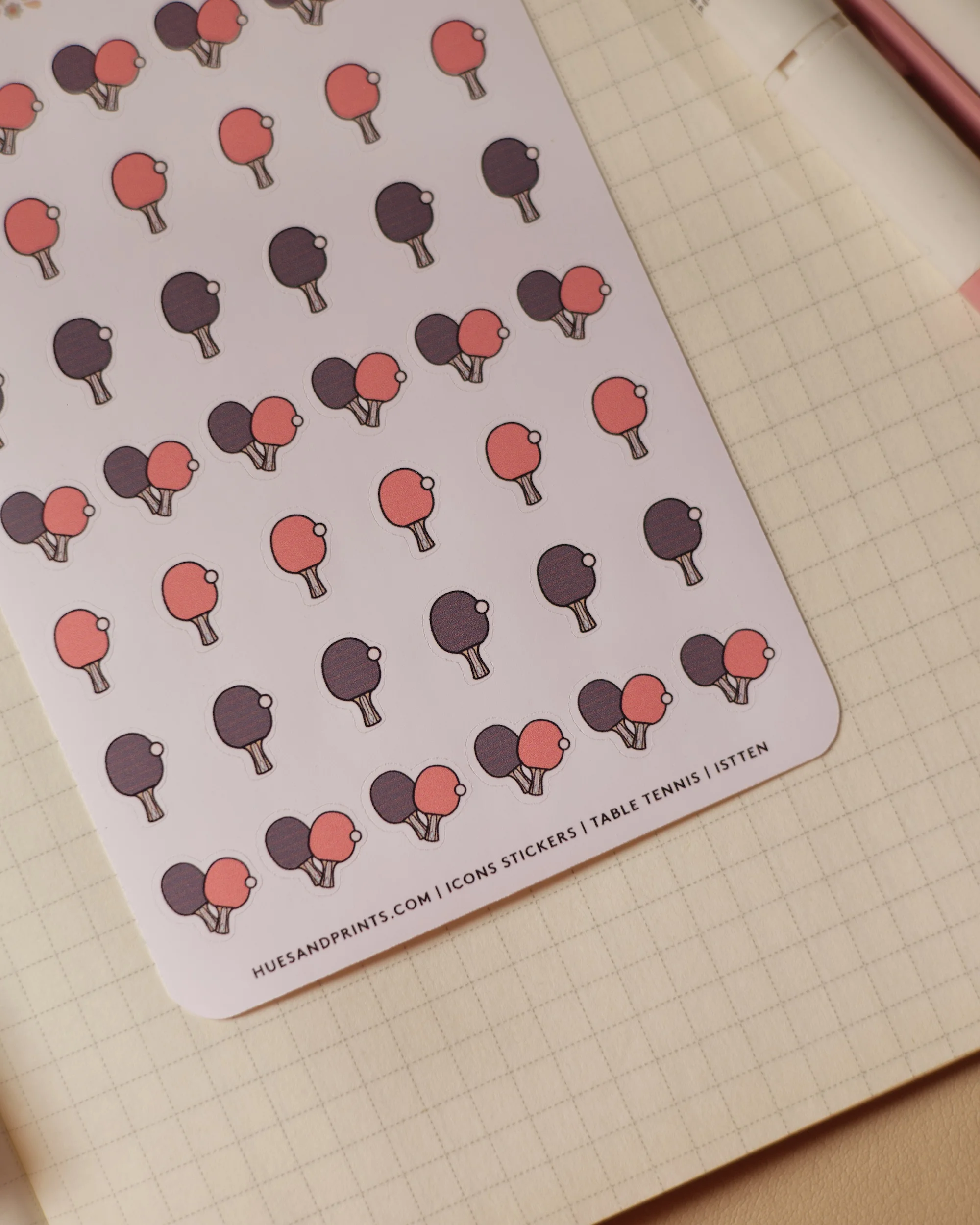 icon stickers, table tennis racket, icon stickers for journals, notebooks. for documenting and journaling