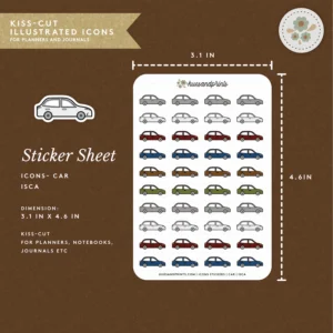 icon stickers for car rides. planner stickers, icon stickers for journaling, planning and documenting your day, week or month