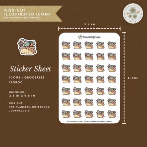 icon stickers for grocery runs. label stickers for your planners, journals and notebooks.