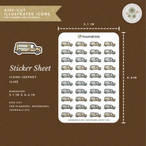 icon stickers for jeepney rides. planner stickers, icon stickers for journaling, planning and documenting your day, week or month