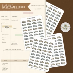 icon stickers for jeepney rides. planner stickers, icon stickers for journaling, planning and documenting your day, week or month