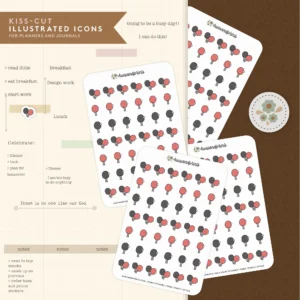 icon stickers, table tennis racket, icon stickers for journals, notebooks. for documenting and journaling