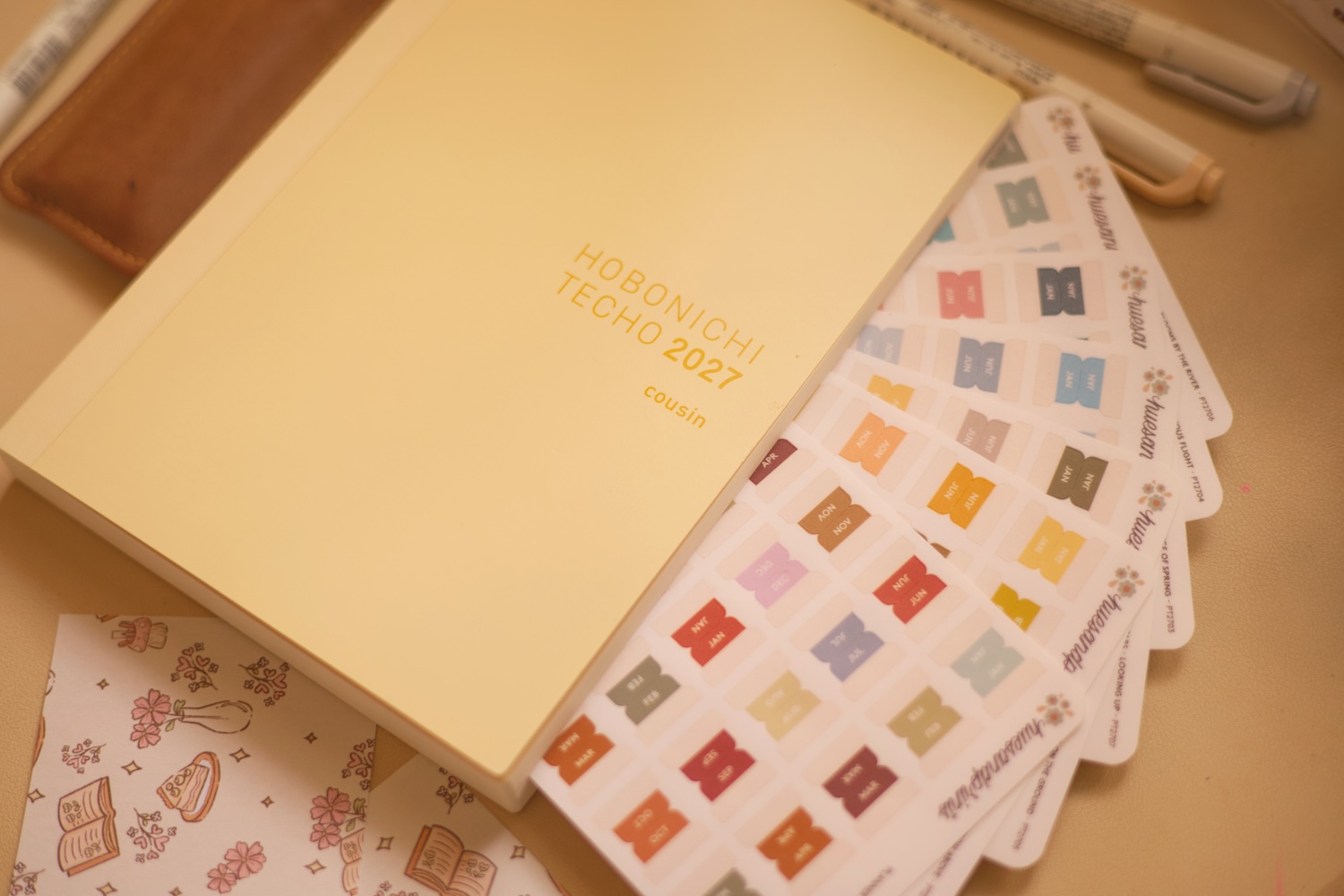 planner tabs all colors available and the hobonichi cousin