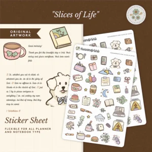 illustrated icon stickers, slices of life 02