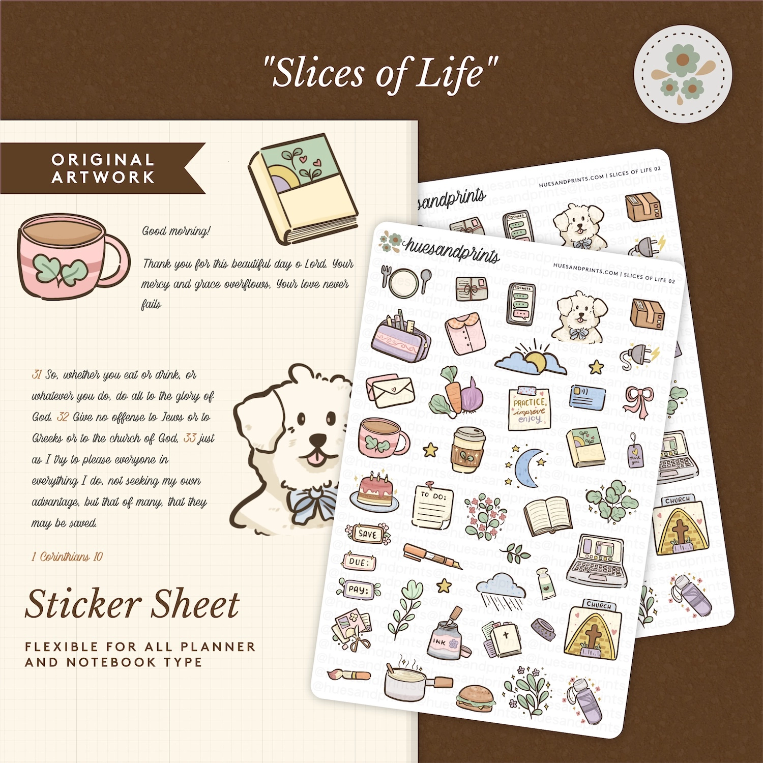 illustrated icon stickers, slices of life 02